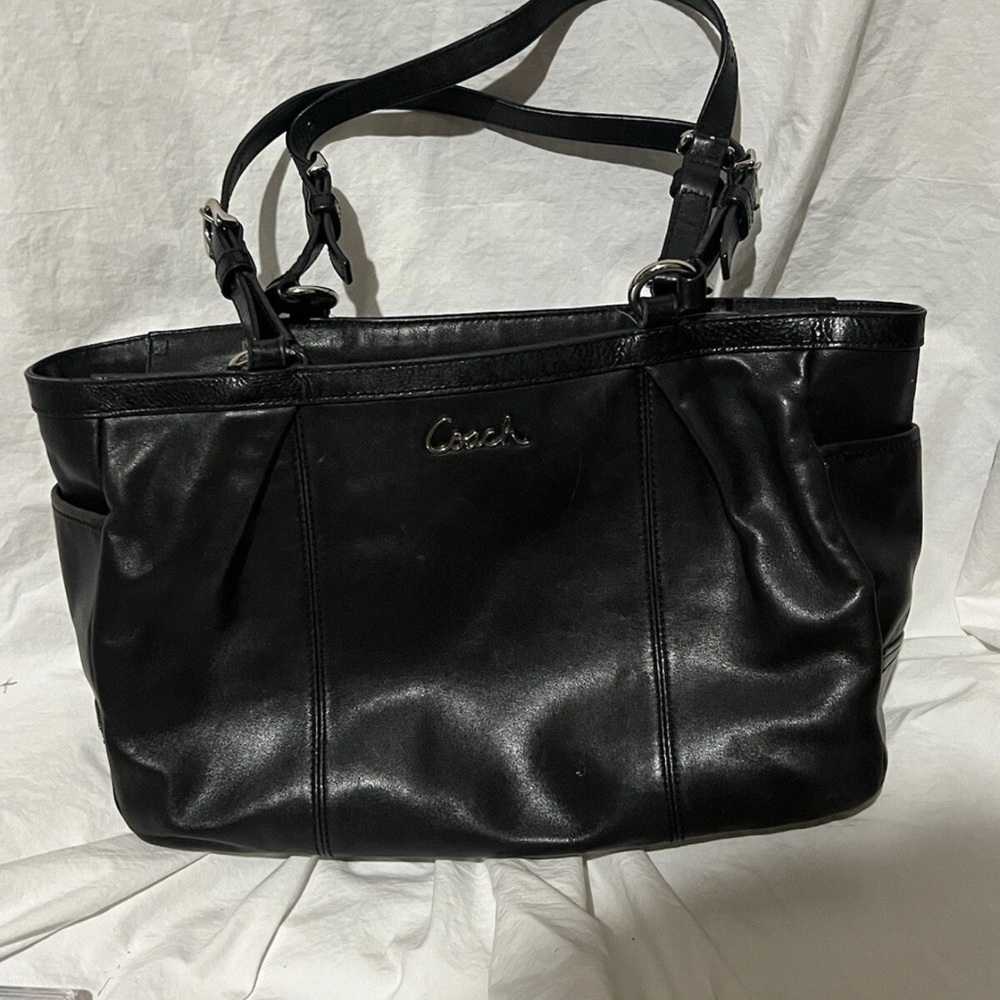 Vintage Coach Black Leather Tote Bag